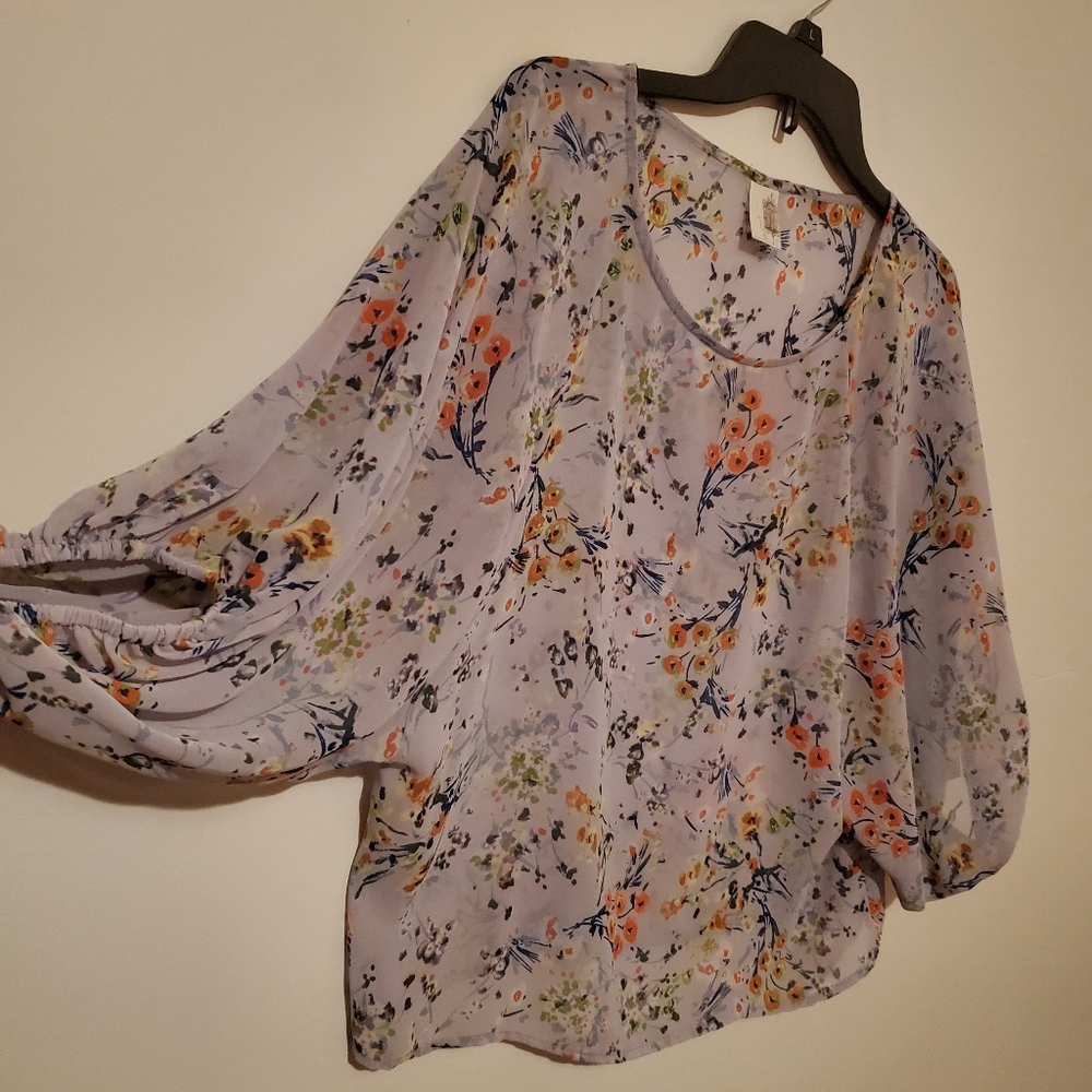 Francesca's sheer floral print top